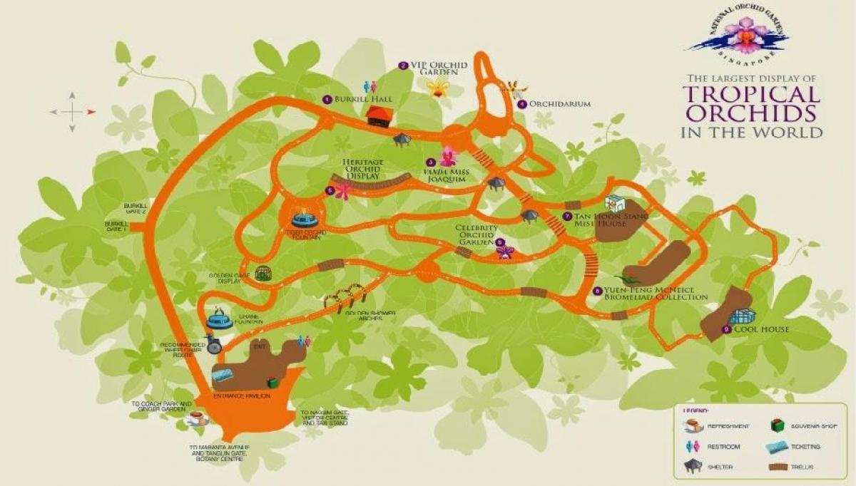 Singapor kopshtet botanike hartë