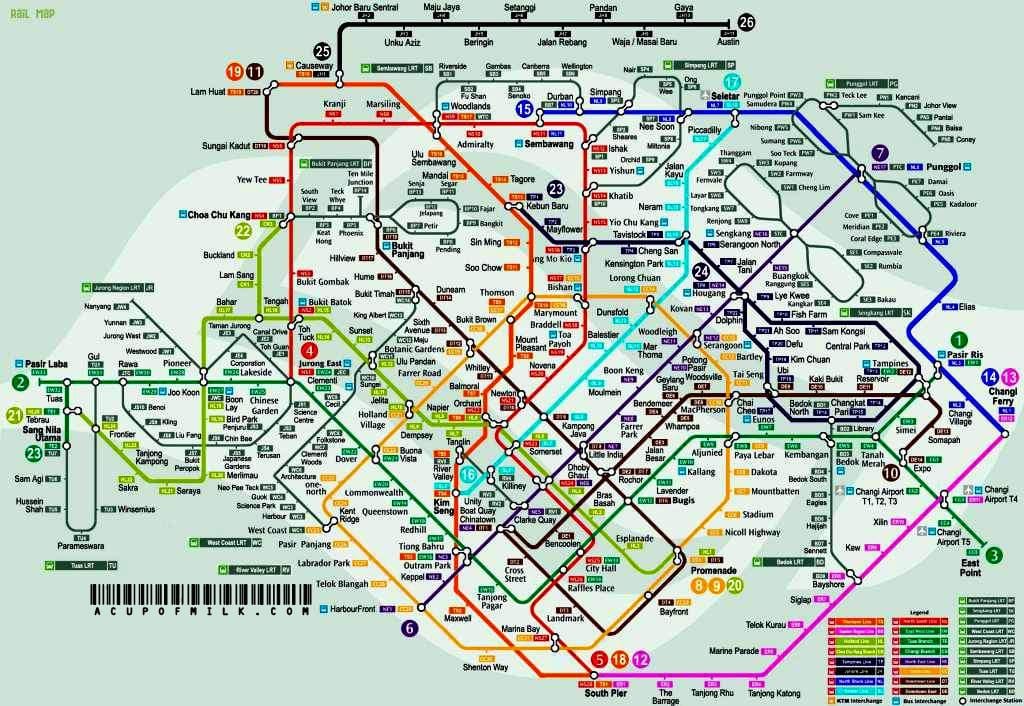 Singapor mrt dhe lrt hartë