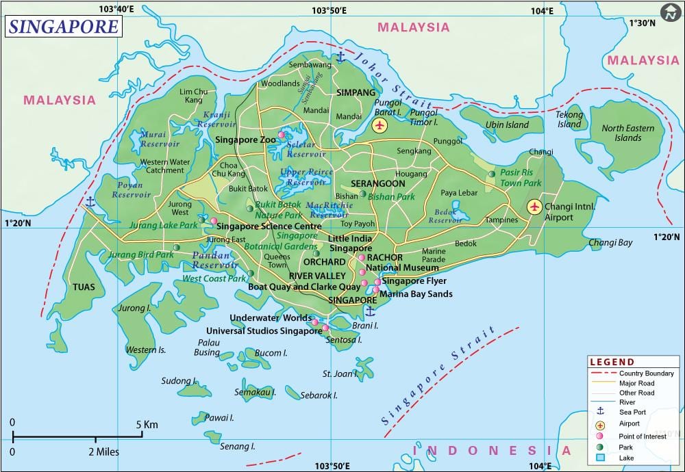 harta e qytetit Singapor