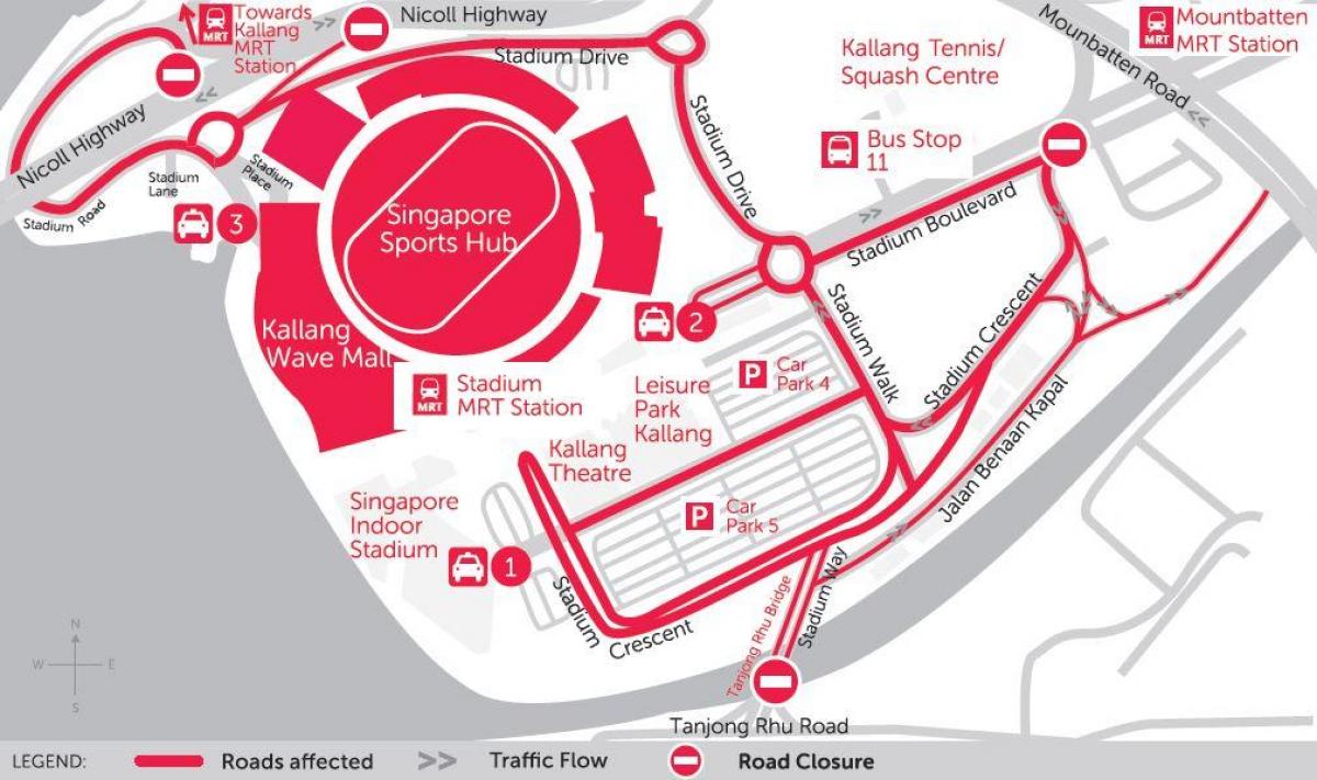 harta e Singaporit qendër sportive