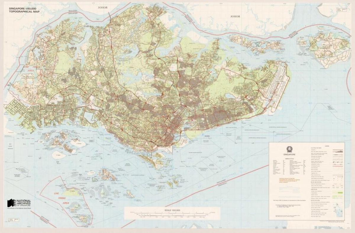 harta e Singaporit topografike